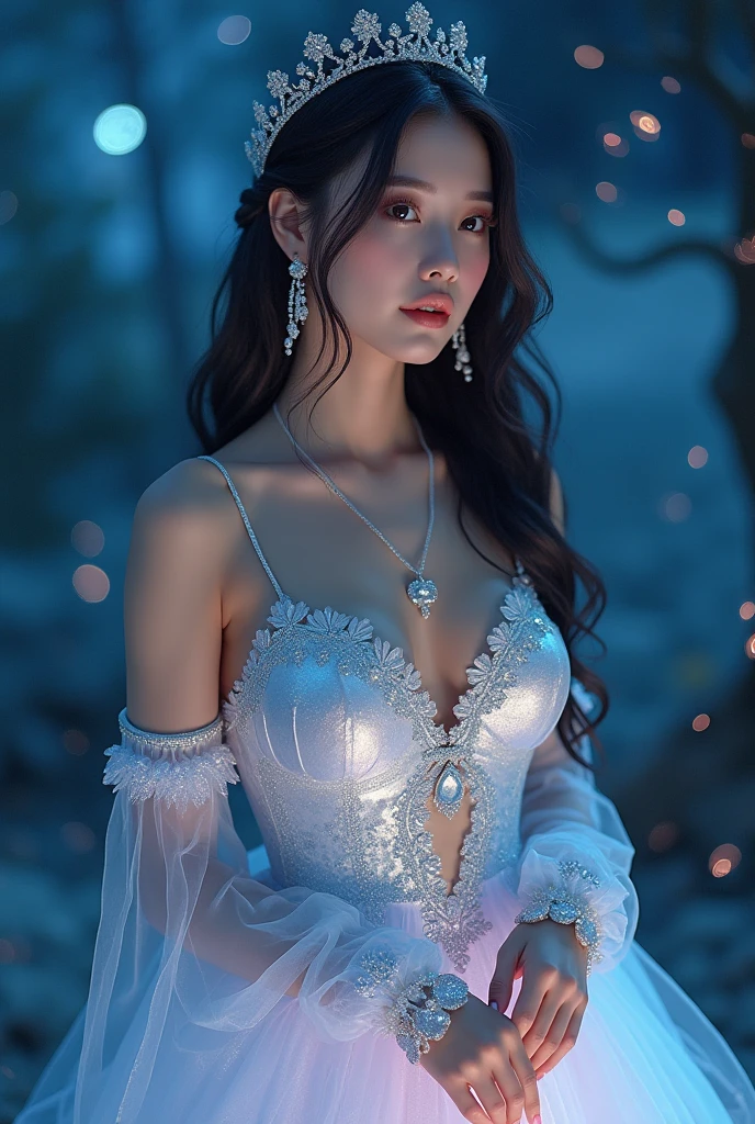 Game Art，CG Animation，Best image quality，Maximum resolution，8K picture quality，(A bust photo)，(portrait)，(Head close-up)，(Rule of Thirds)，Unreal Engine 5 rendering works，20 year old girl，((Queen))，The eyes are very detailed，(Large Breasts)，Elegance and nobility，Light，Light线追踪，Game CG，((3D Unreal Engine))，OC rendering reflection mode，4k，Ultra-clear，Translucent lace，Fair and plump figure，Pretty Face，Light泽凝胶涂层，身着华贵礼服的Queen，Gorgeous clothing，Colorful makeup，Luxurious diamond necklace，