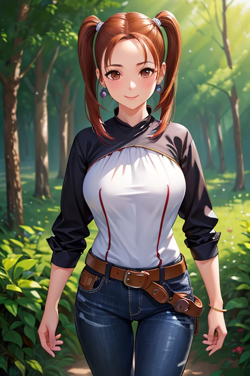 Jessica,  shiny maroon hair,  twin tails, ( beautiful brown eyes、 center split)、smile、 super detailed な目、 very detailed顔,  very detailed目,cowboy shot,、(Alone,  one girl)、 ,Master Piece,  top quality ,  high res, masterpiece , 



超 high res,  high image quality,  top quality ,  super detailed ,  realistic, 8k,  RAW photos,  top quality , masterpiece,  attractive girls,  Amazing Girls , 

 one girl,,  beautiful attention to detail,  Beautiful lips details, smile,  cowboy shot 、
 black long sleeve shirt, long black jeans,   is standing,   Full Body Shots  , garden, ( top quality ,8k, high res,masterpiece:1.2), very detailed,( realistic,photo realistic,photo- realistic:1.37), high res, brightly colored , natural light, Cinematic Atmosphere ,fantasy, soft lighting 