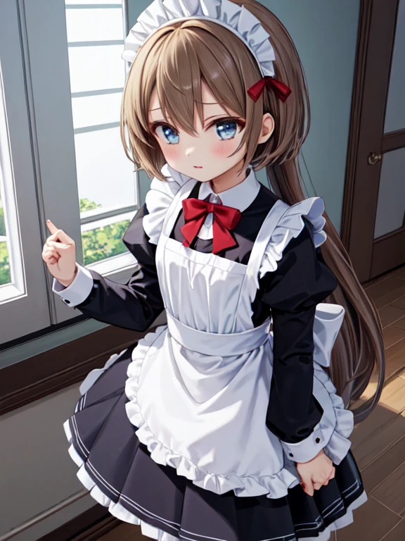 ((( Pixel Perfect ,  perfect in every way ))), silica、Alone,  1 girl, silica, 白いMaid服、ビクトリア朝のMaid服、 sexy、 Maid&#39;Headdress ,  Staring at the Audience , smile、 long black hair in scenes where they have sex, big boobs、