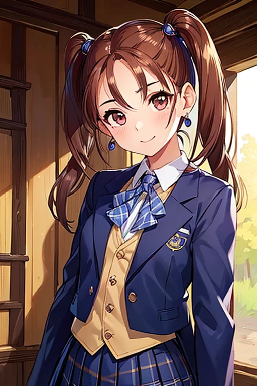 Jessica,  shiny maroon hair,  twin tails, ( beautiful brown eyes、 center split)、smile、 super detailed eyes、 Highly Detailed Faces ,  highly detailed eyes ,cowboy shot,、(Alone,  one girl)、 ,Master Piece,  top quality ,  high res, masterpiece , 





((masterpiece, top quality :1.3, best illustration, realistic)), 1 Woman 、Alone,Japanese Beauty,((  very small head :1.3)), shy, medium breasts, glowing skin, glowing skin, oily skin ,sweat,( school uniform、  Dark Blue Blazer Jacket  、 navy blue tie、 gray plaid pleated mini skirt), I'm on the road ,Tokyo、