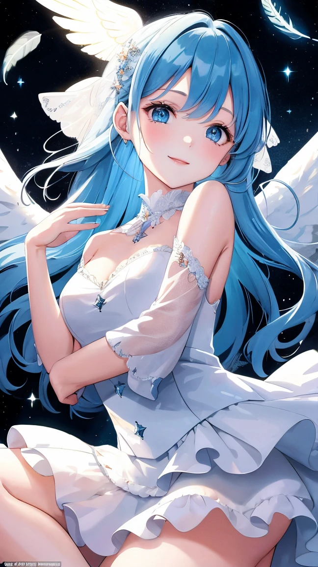 (sunaookami shiroko:1.2), {{{{masterpiece, extremely detailed, intricate details, soft focus, 8K, highres, depth of field, absurdres, high quality facial shadowing, dynamic shadowing, extreme shaders, cinematic lighting, perfect lighting, soft lighting, hazy lighting, blurry foreground, lens flare}}}}, best quality, asian qualities, {front view}, (solo:1.2), (beautiful young girl:1.3), high school girl, {{{extremely detailed girl, perfect anatomy, perfect body}}}, (detailed neon angel halo:1.4), bright blue double halo, (beautiful-detailed waist-length hair:1.3), dark silver hair, luscious curly hair, (hair splayed out:1.2), beautiful-detailed facial structure, detailed beautiful face:1.3, sexy face, cute face, slender facial structure, (detailed face:1.33), (beautiful-detailed eyes:0.7), big eyes, (detailed eyes:1.2), glowing bright blue eyes, cat eyes, (detailed cat ears:1.3), neon silver blue cat ears, (detailed angel wings:1.4), small white angel wings, (detailed boobs:1.2), medium size boobs, (detailed facial expression:1.1), shy, slightly open mouth, detailed red blush, (slim waist:1.1), (slim legs:1.1), (detailed hair ornament:1.3), (white flower side hair ornament:1.3), (detailed strapless halter sun-dress:1.5), beautiful-detailed white plain summer dress, (detailed a-line skirt:1.5), beautiful-detailed plain white skirt, winter night, (enhanced background:1.4), snow falling at midnight with clear skies overhead, snow on sidewalks with Christmas lights on tree's surrounded the viewer, (cowboy shot:1.1), hazy photo, (warm photo:1.3)