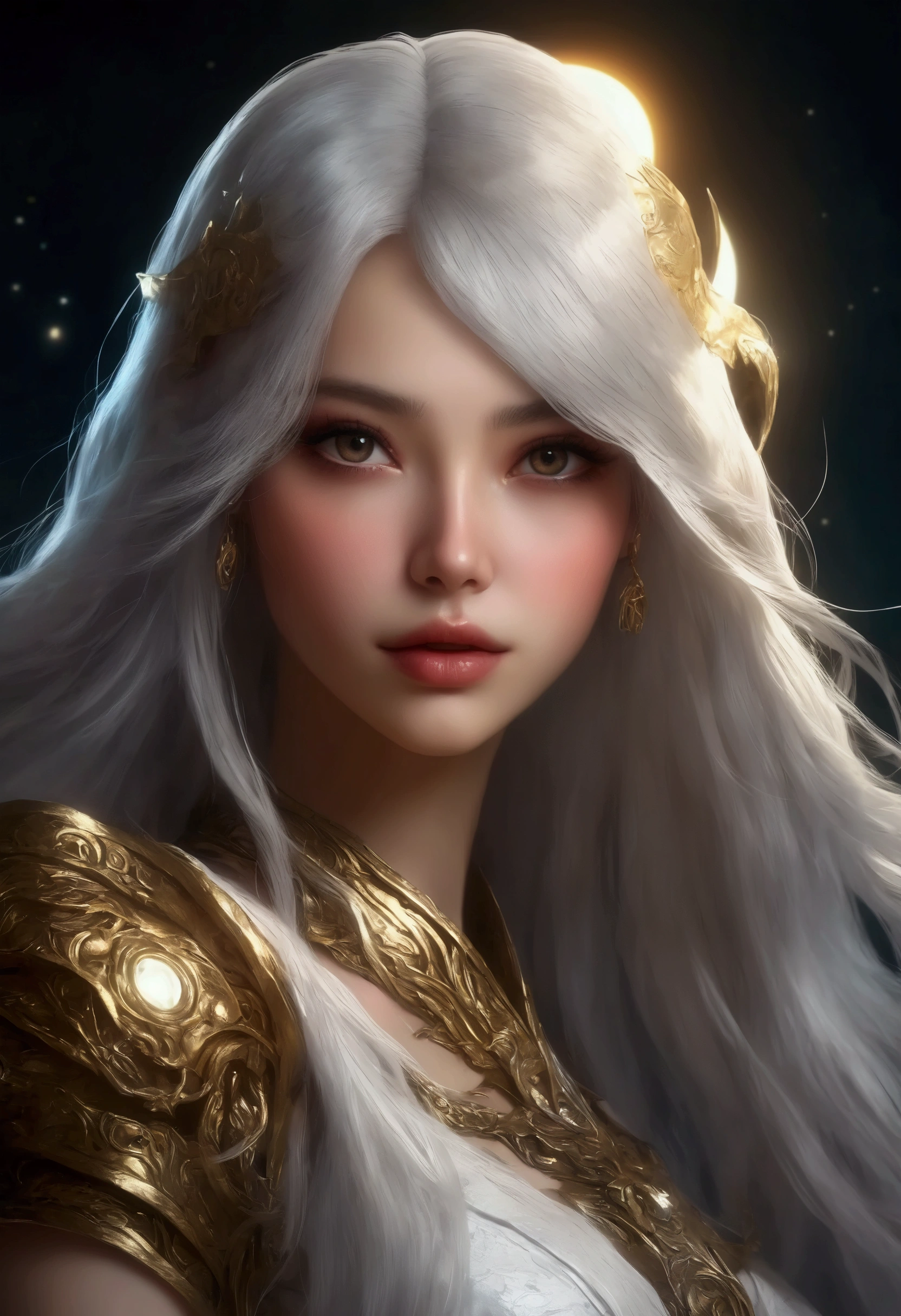 A young female sorcerer with long flowing hair, radiant sparkles, an ornate and intricate sheer robe no , huge expressive eyes, and a magical girl moon staff, racing urgently to join a weathered band of veteran adventurers, (best quality,4k,8k,highres,masterpiece:1.2),ultra-detailed,(realistic,photorealistic,photo-realistic:1.37),fantasy,illustration,cinematic lighting,dramatic pose,whimsical,vibrant colors,dynamic composition,detailed facial features,beautiful detailed eyes,beautiful detailed lips,extremely detailed eyes and face,long eyelashes,magical girl,adventure,epic,atmospheric