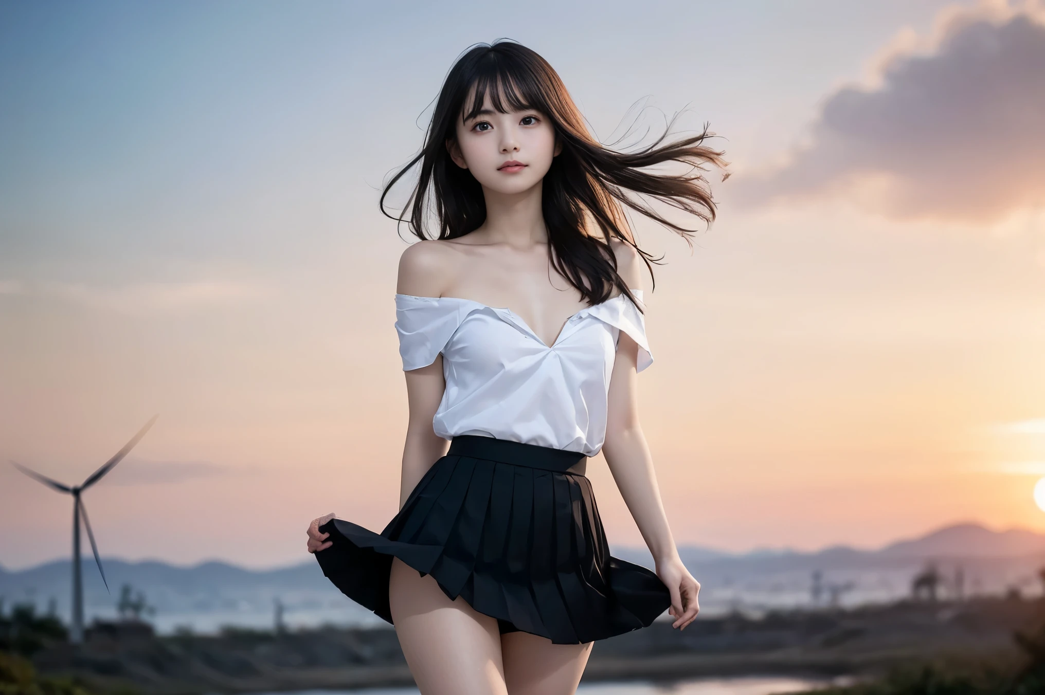 sailor suit、embarrassing、one beautiful woman、detailed face、fine hands、fine legs、(debris flies, highest quality:1.2), 8K, official art, chest、cute、I can see your panties、tug on skirt、 planet, trending on cgstation, 太陽系外planet, official art, mar planet, Sakimi-chan, Five Fingers Photos'body of, Full body Esbian、sailor suitの美しさ、cool look、 (masterpiece) (highest quality) (become familiar with) (8K) (movie lighting) (sharp focus) (complicated)black hair、、小さいchest、laughter、incredibly stupid, (beautiful girl, cute face, turn back, gold ornaments in hair、naked、chestのクローズアップ, gardenia, Viola family, space , looking at the viewer, film grain, chromatic aberration, オッパイsharp focus, face light, dynamic lighting, cinematic lighting, become familiar withな目と顔, (cute tie、1 part:1.2)