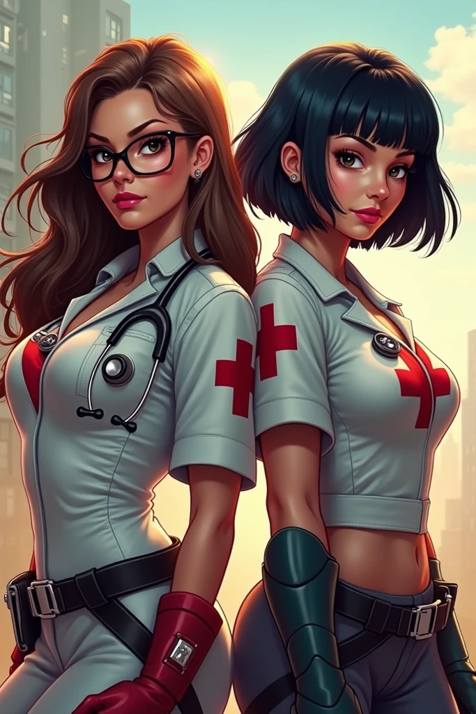 A provocative and intriguing scene unfolds before us. The camera captures the comfort nurses in a bold, sensual pose, their skimpy uniforms showcasing their toned physiques. Soft lighting illuminates their confident smiles, emphasizing their seductive charm. In one nurse's hand, a syringe filled with an ominous, murky liquid seems to gleam menacingly, while her companion holds hers similarly, both radiating a sense of daring vulnerability. The composition emphasizes the nurses' striking features and alluring postures, drawing our attention to the subtle tension between their playful demeanor and the sinister nature of the substances they hold., nsfw, multiple girls, ceiling, perfect anatomy, cleavage, saggy huge breasts, tits, pale areola, nipples, pussy, masterpiece, incredibly absurd res, absolutely resolution, ultra high res, entirely sharp focus, pov, panorama, fisheye lens,