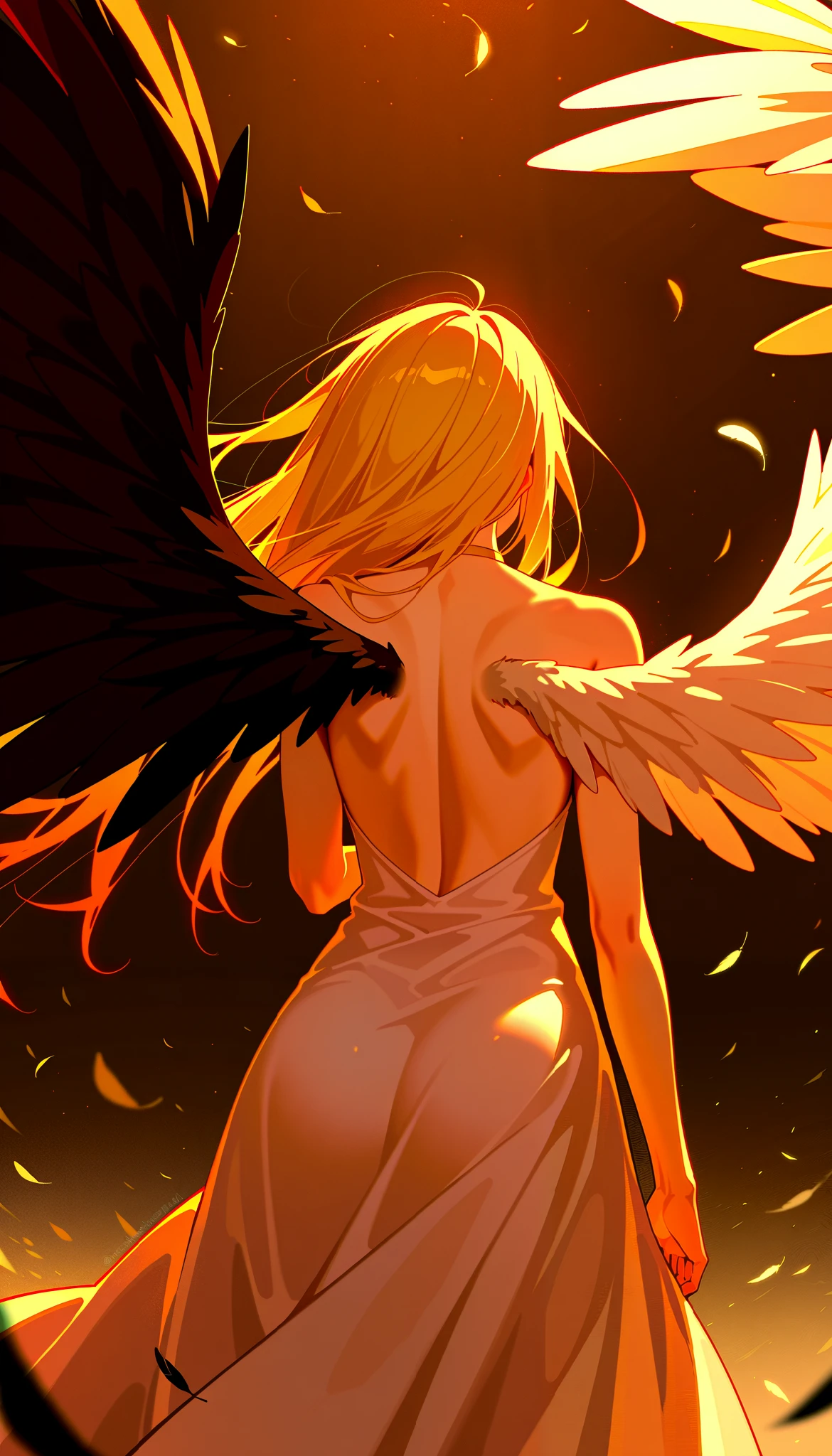 Your shoulder blades will grow into big, beautiful wings of an angel,  The Birth of a Fallen Angel ,  An Angel Who Fell in Love and Fallen、 Reborn as a Fallen Angel , Metamorphosis into Darkness ,  Detailed Base of Feathers , 