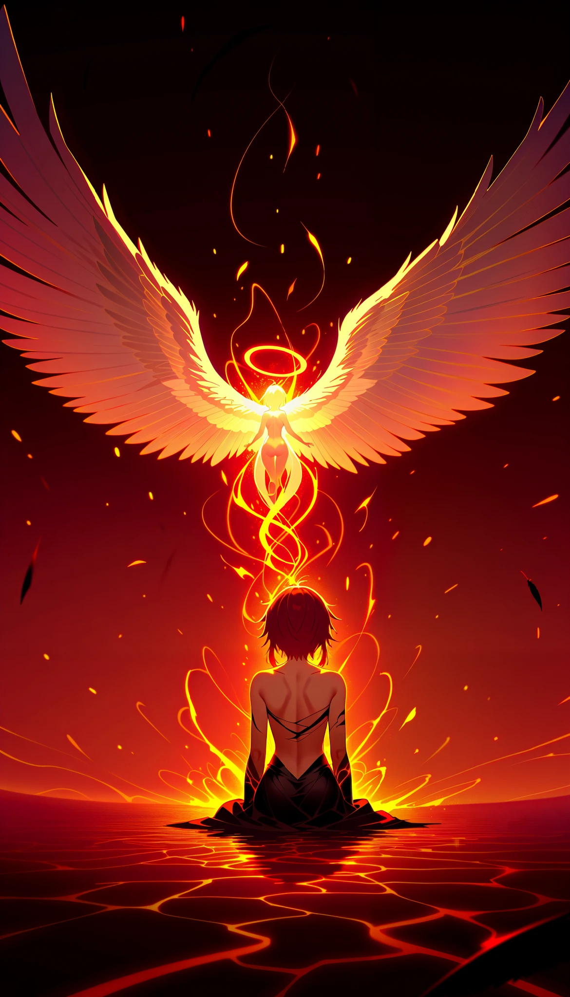 Your shoulder blades will grow into big, beautiful wings of an angel, The Birth of a Fallen Angel , An Angel Who Fell in Love and Fallen、 Reborn as a Fallen Angel , Metamorphosis into Darkness , Detailed Base of Feathers ,