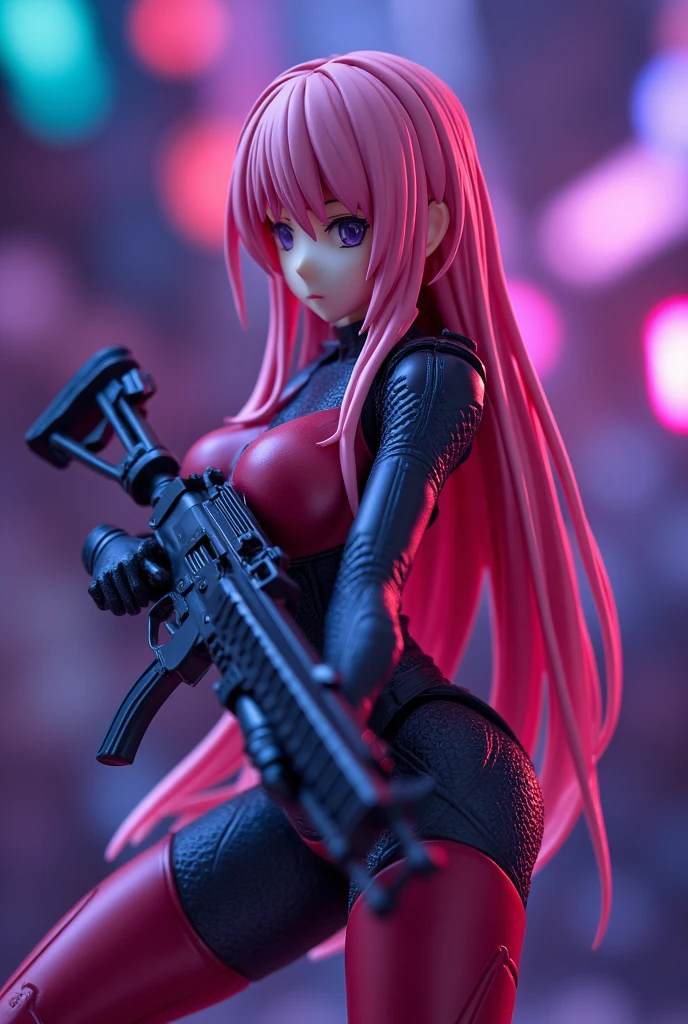 score_9, score_8_ up, score_7_ up, score_6_ up, score_5_ up, score_4_ up, nsfw, Masterpiece, HyperRealistic, Highres, UHD, 32K, Frame Arms Girl figura. 1:144 plastic model scale, plastic model kits. Real toy. Weapon set. Heavy Armo, Diorama, Bokeh, Chromatic Aberration, Cinematic Lighting, 