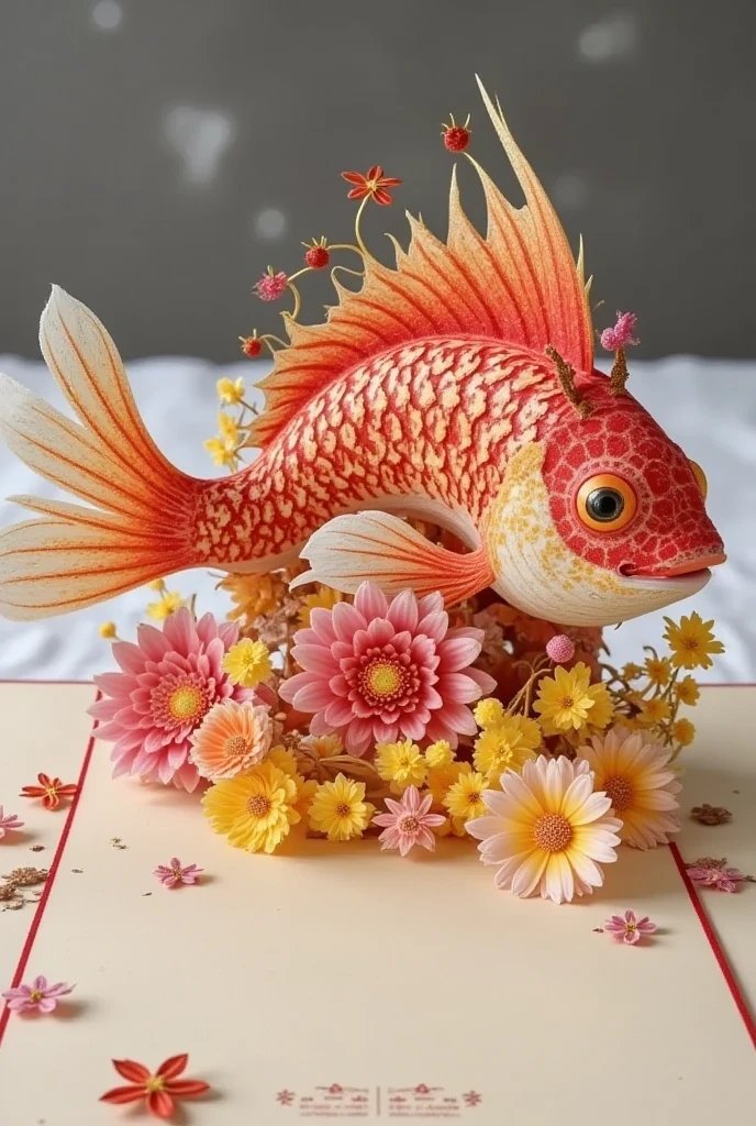 jiqiren-xianhua,Made of flowers,Covered with flowers, designed by Pompeo Batoni, Robby Cavanaugh and Gregory Colbert, hyper detailed, close up of a Conceptual (Firefish:1.1) , Magic Realism, Happy, Nikon d3300, 35mm, photorealism, unique, best, magical, stunning "2025"