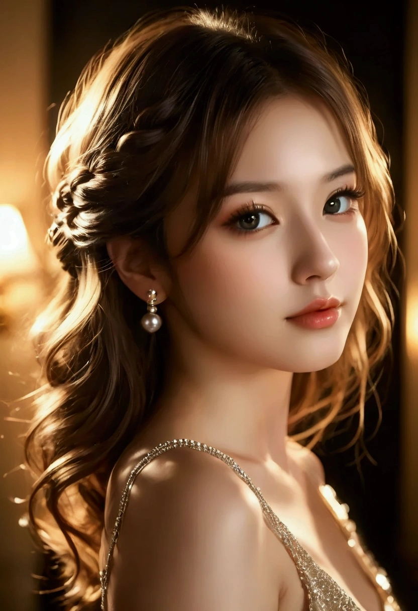 beautiful detailed eyes, beautiful detailed lips, extremely detailed eyes and face, long eyelashes, 1girl, beautiful young woman, cute idol, gravure idol, beautiful glossy skin, perfect body, elegant pose, studio lighting, high fashion, glamorous, cinematic, warm color palette, dreamlike, soft focus, intricate details, photorealistic, 8k, best quality, masterpiece