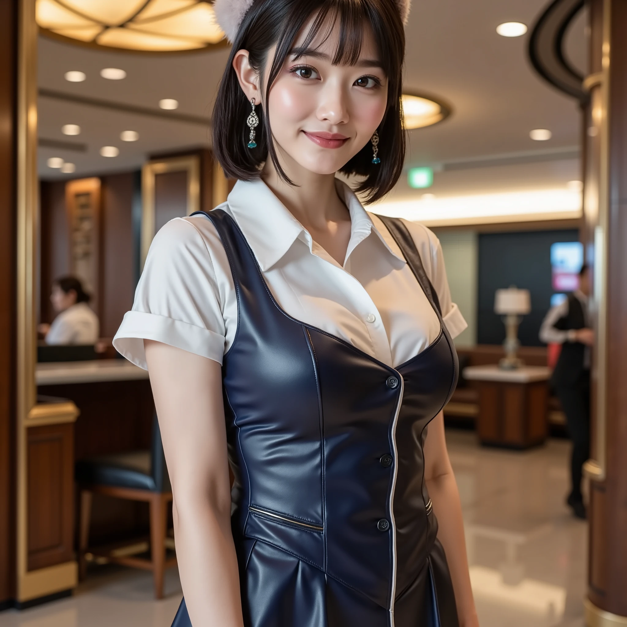 『 1 Japanese girl :1.3』『 real photos:1.3』 top quality :1.2、(( big breasts))、 showing off her teeth 、(( young woman))、(( has red cheeks))『 smiling :1.9』、((( is entangled with his hands and feet in front of an anatomically correct 、 Perfect Anatomy、 is entangled with his hands and feet in front of an anatomically correct 指)))、 realistic, top quality , Super high resolution, RAW photos, (Curvy body)、
1 Japanese woman, Alone, 40 years, ( Cabin Attendant Uniforms:1.3), smile, Fluffy brown eyes, beautiful faces, black hair short, (huge breasts), ( Detailsな顔), Detailsな唇, Detailsな顔, Detailed chest, Details, perfect body, is standing, cowboy shot , ((background: Inside the airport)), 8k, Fur Headset , Intricate Detailss, 超 Details, Super high resolution, masterpiece,