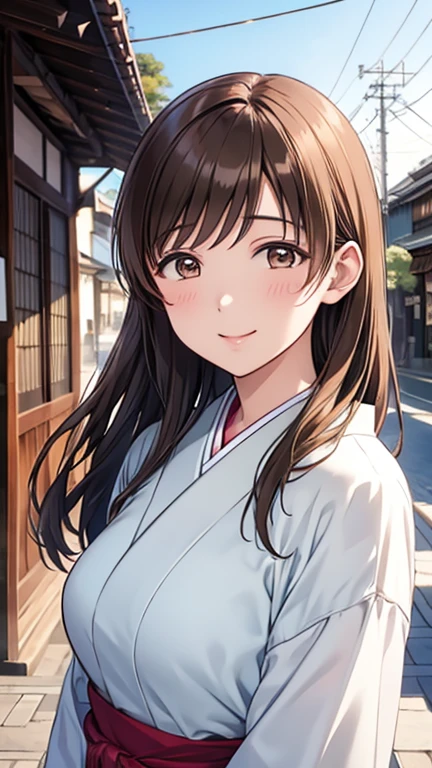 Japanese women、50 years old、Medium-haired brown hair、Wavy Hair、nude