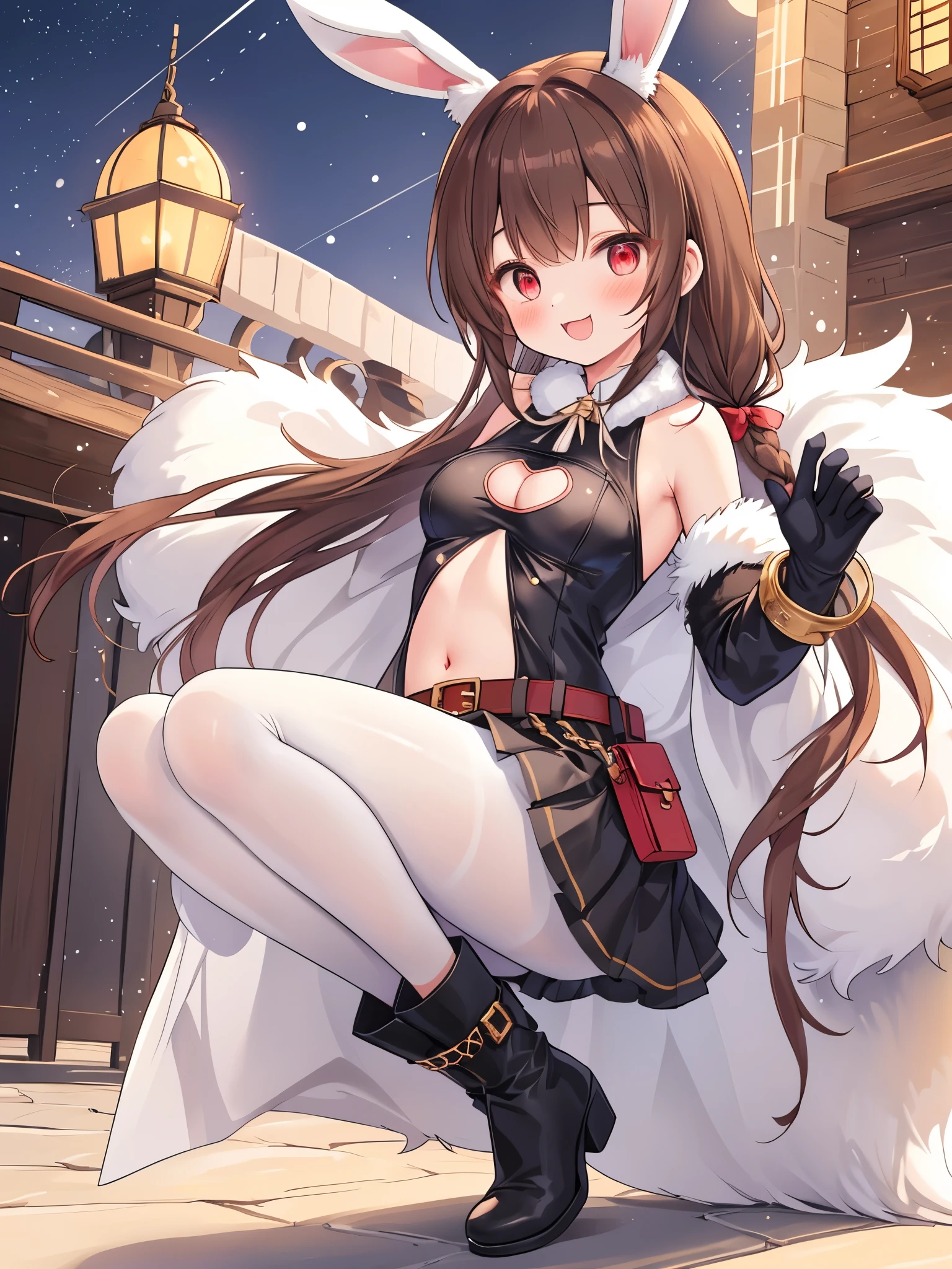 1 woman, brown hair, gold eyes, wolf ears, wolf tail, bikini, standing on ground, high res, ultra sharp, 8K, masterpiece
