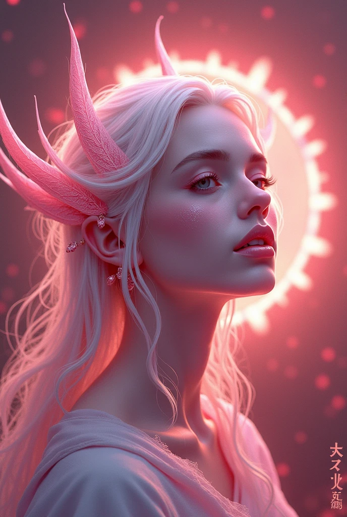 blond woman with rabbit ears and blood splattered on her face, artgerm and wlop, tiny crimson petals falling, character designs painting, ultra realistic illustration, a painting of white silver, full color illustration, rabbit, no gradients, beautiful avatar pictures