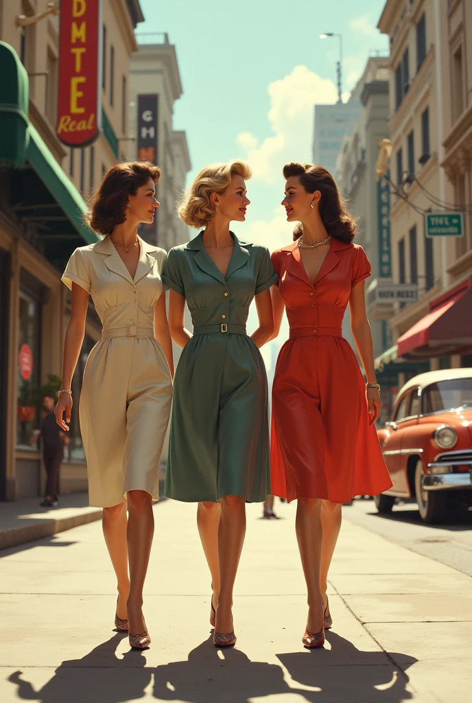 two women in skirts are standing on a city street, inspired by Tim and Greg Hildebrandt, boris vallejo and tom bagshaw, by mads berg, by Marshall Arisman, ( ( mads berg ) ), rob rey and kentarõ miura style, by John La Gatta, promotional art, promo art, by Wayne England