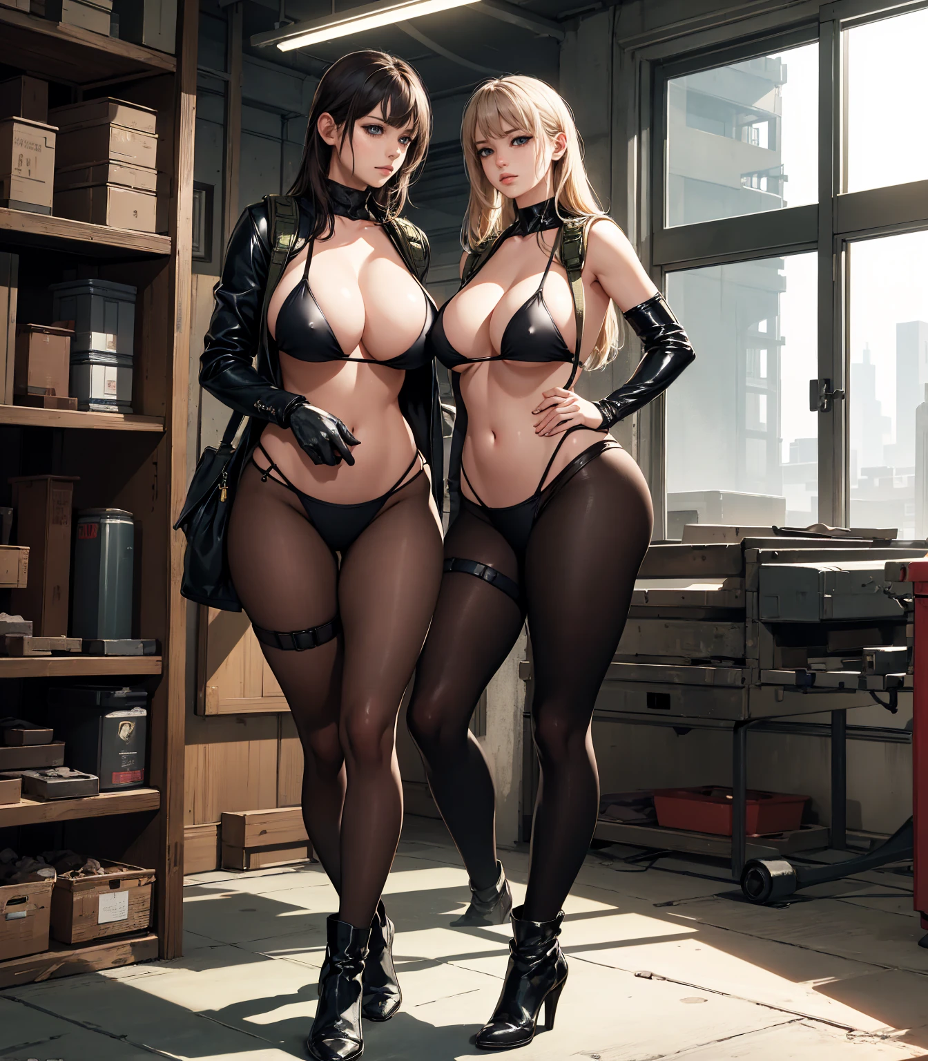 masterpiece, best quality, hyper detailed, good anatomy, perfect anatomy,full body,looking at viewer,low angle,dark skin girl,naughty eyes,curly_twin tails blonde hair, police,police_cap, leotard costume,mini skirt,large breasts,road,shiny skin,smirk,skin tight,black high heels, very aesthetic, absurdres