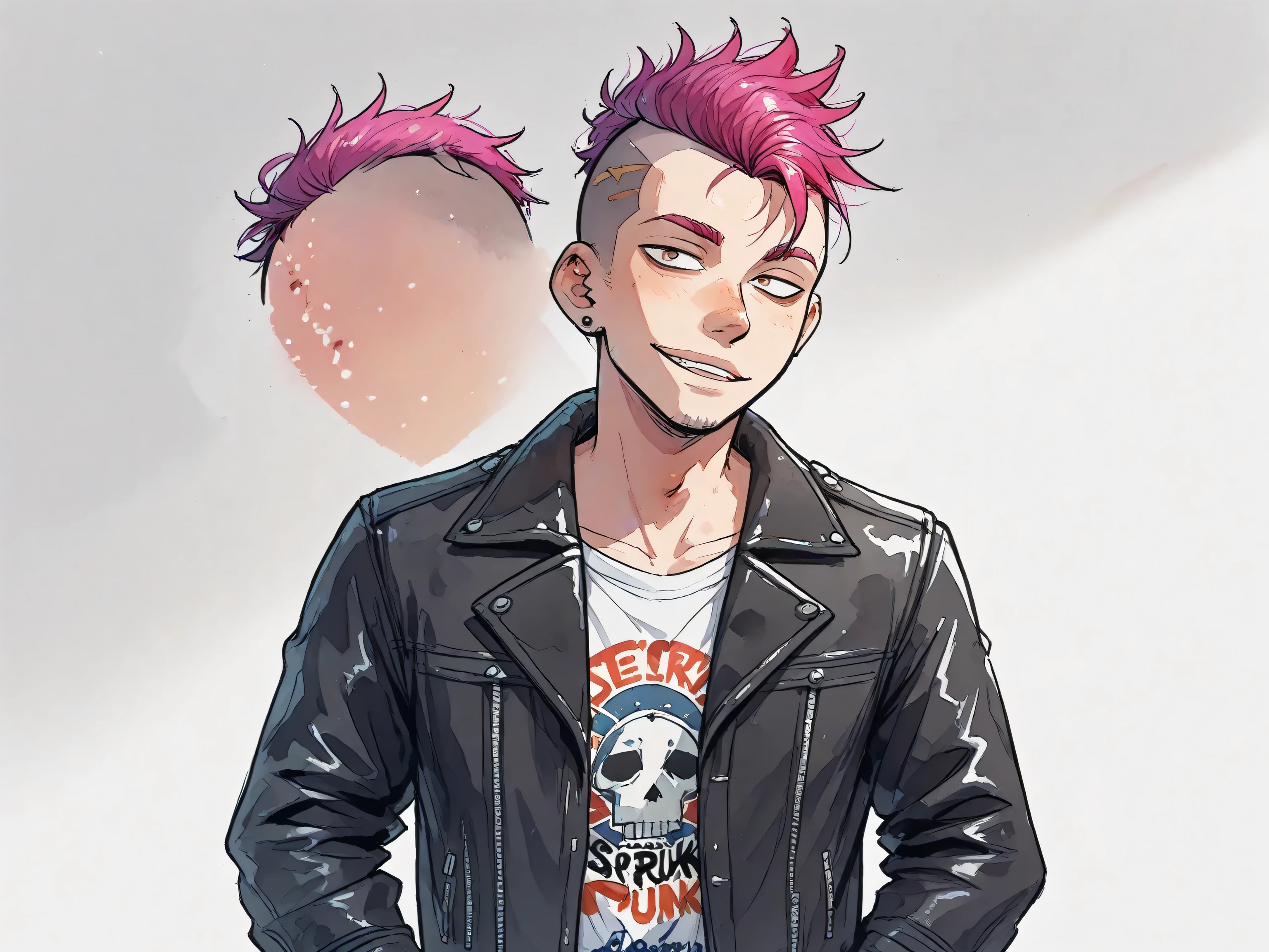 Cartoon of a punk boy with a mohawk and leather jacket