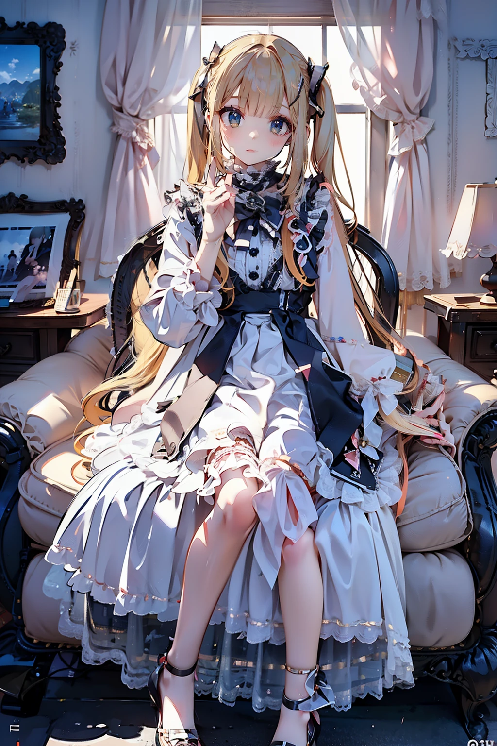 .(Highest quality,4K,High resolution,masterpiece:1.2),Full body view、Head to toe composition、Very detailed,Realistic:1.37, an incredible masterpiece of art, Produced in the highest quality and resolution (4K, High resolution, Highest quality:1.2). The image is very detailed., Displaying a fascinating level of complexity. The focus is on the eyes and face, Very detailedな目で、Fascinating and full of life。. Lips are beautifully made, Adds elegance to the overall composition. length, Captivating eyelashes enhance the beauty of your eyes. Lighting is complicated, Carefully designed shadows and highlights create depth and dimension.. The colors are vibrant and lively, Enhance the realism of your images. This artwork is a true expression of photorealism, paying meticulous attention to detail , girl , university student , Blonde, Long Hair