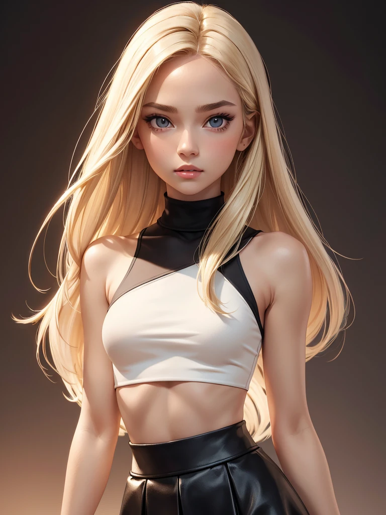 Lana Rhoade sexy, with blonde hair, she is wearing a black bikini sweatshirt