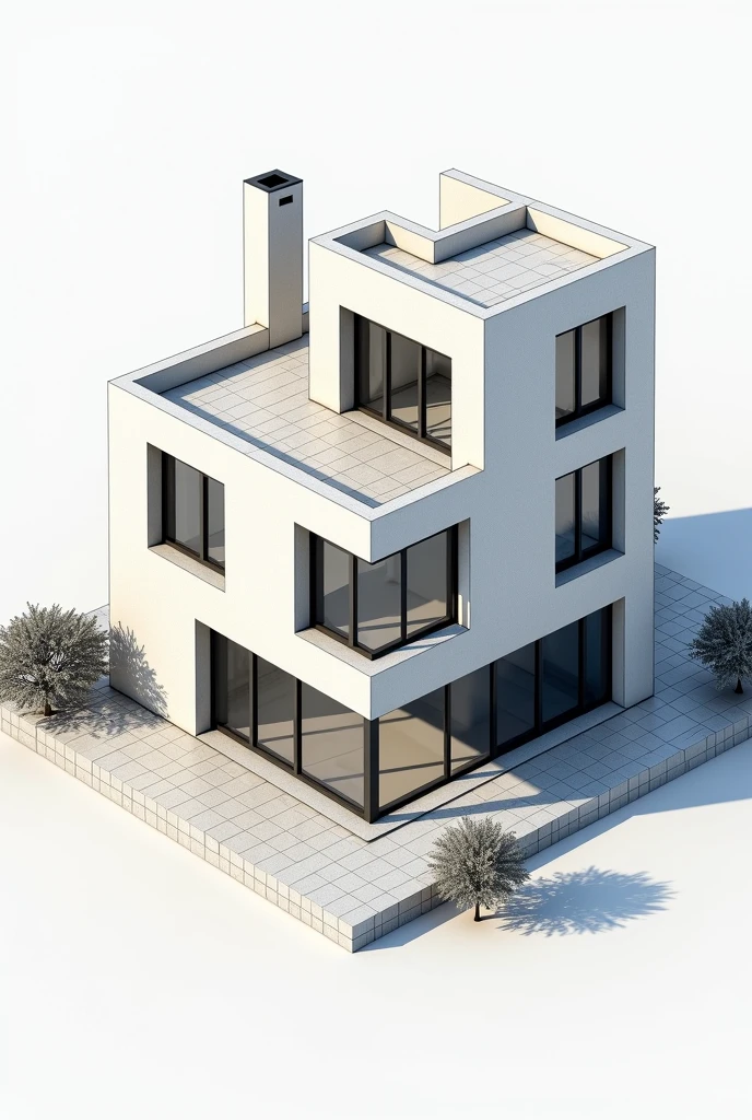 a close up of a drawing of a house with a lot of windows, a 3D render by Warren Mahy, reddit, bauhaus, orthographic 3d rendering, detailed rendering, 3 - d render, vue 3d render, 3d rendering, 3 d rendering, isometric view from behind, comprehensive 2 d render, architectural 3 d render, rendered