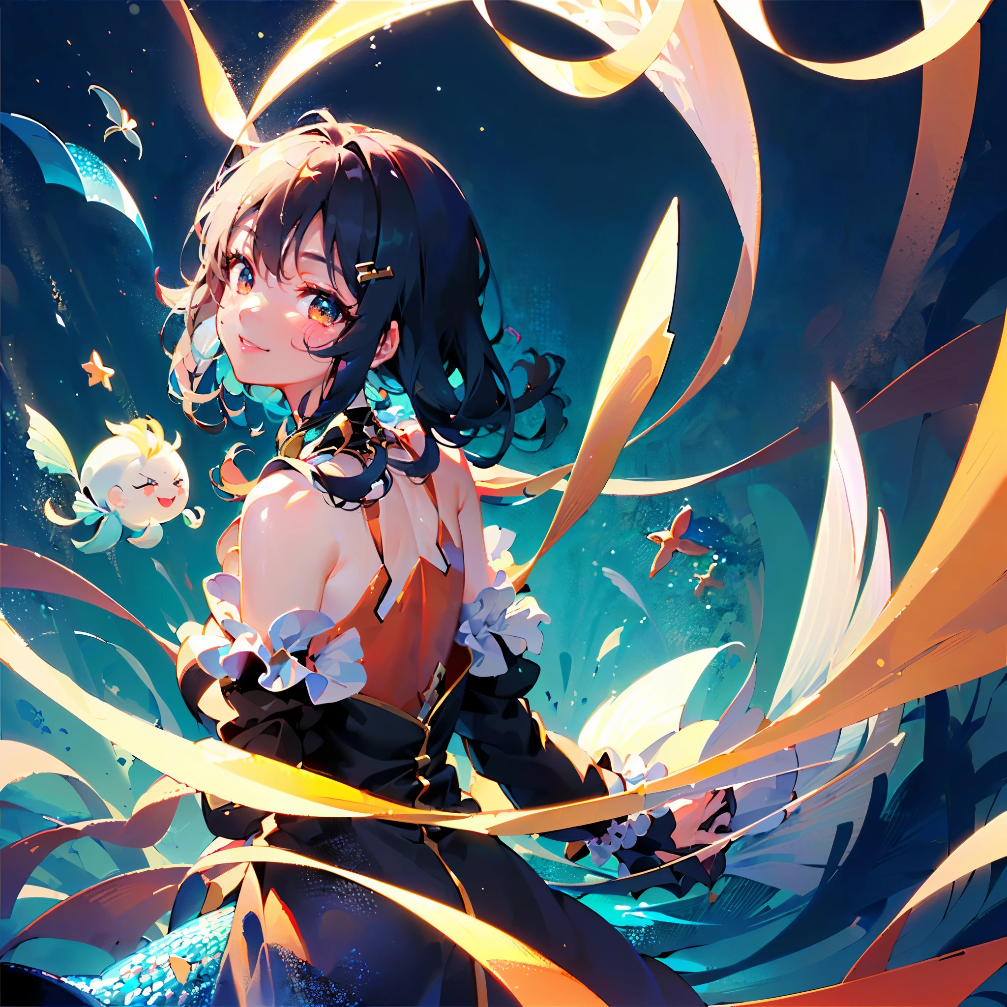 anime girl with long hair and a fish tail in a blue sea, dreamy psychedelic anime, wallpaper anime blue water, anime fantasy illustration, beautiful anime artwork, anime graphic illustration, anime styled digital art, anime abstract art, anime style 4 k, anime art wallpaper 4k, anime art wallpaper 4 k, anime fantasy artwork, digital art on pixiv,, beautiful line art, detailed manga style, extremely fine ink lineart,exquisite line art, perfect lineart,exquisite line art, exquisite digital illustration, detailed digital drawing,digital anime illustration, a beautiful artwork illustration, detailed matte fantasy portrait, beautiful line art, great digital art with details, goddess. extremely high detail, 4k detailed digital art, stunning digital illustration, digital fantasy illustration,((Best quality)), ((masterpiece)), (detailed:1.4), 3D, an image of a beautiful female,HDR (High Dynamic Range),Ray Tracing,NVIDIA RTX,Super-Resolution,Unreal 5,Subsurface scattering,PBR Texturing,Post-processing,Anisotropic Filtering,Depth-of-field,Maximum clarity and sharpness,Multi-layered textures,Albedo and Specular maps,Surface shading,Accurate simulation of light-material interaction,Perfect proportions,Octane Render, Two-tone lighting,Wide aperture,Low ISO,White balance,Rule of thirds,8K RAW,subsurface scattering, best ratio of four fingers and one thumb,