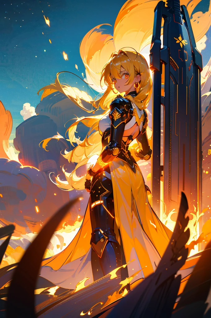 ((((Obra maestra La mejor calidad, ultrahigh resolution)))), 1girl, fiery, standing, (((doll knees, doll elbows, ((doll joints:1.2, action figure limbs:1.2, segmented body))), [mechanical body], (segmented waist), (doll waist), (orange hair, dark orange hair over eye:1), long hair cut, pale skin, ((brown eyes)), ((glowing_eyes)), (((ultra detailed eyes:0.7, beautiful and detailed face, detailed eyes:0.9))), ((centered)), (wide shot), facing viewer, (((outdoors, darkness, falling leaves:0.9))), medium breasts, looking at viewer, ((half closed eyes)), ((perfect hands)), (((head:1, arms, hips in view, elbows, thighs, in view))), ((hands at sides)), lively eyes, beautiful lighting, outside, outdoors, background, ((defined subject)), 25 years old, (head tilt), (((cool))), ((lively)), (((high contrast)))