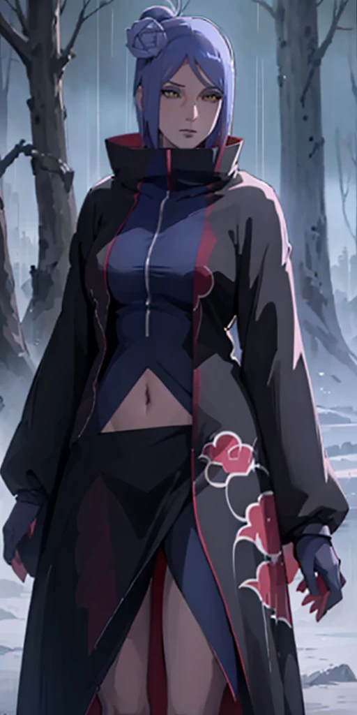 (masterpiece, top quality, 4K, 8k, high res , 最高masterpiece:1.2), super detailed , ( realistic , photo realistic , photo- realistic :1.37), Maintaining Anime Style , Naruto's Konan , Light purple hair , beautiful hairstyles, side tail:1.4, braiding:1.3,whole body, Beautiful Yellow Eyes , beautiful eye detail , look away, raises the corners of the mouth, normal size , sideways, private clothes,(((Exposing raw legs ))),(( lift your clothes with both hands)) ,(((Changing clothes))),(Wear a jacket on your shoulders),side,(forest), rain,Exposing your belly,belly button, beautiful constriction, are fainting like a model, cinematic lighting:1.7, Sunshine Spot :1.3,Shadow Spot :1.1,Soft pink white light:1.5,Perfect Arms, Completed