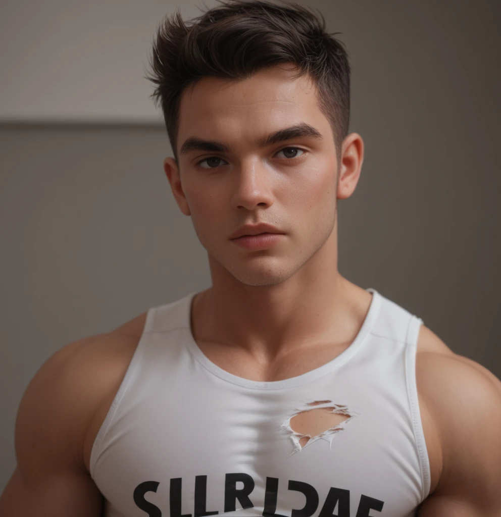 Un chico , 14 years old very beautiful, piel blanca con rasgos finos, poca ropa, pectorales fuertes definidos, al descubierto, desnudos, piernas musculosas, hermosos pezones grandes obscuros grandes y puntiagudos, abs definidos,