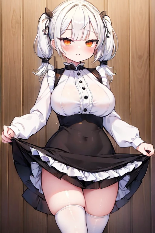 1girl in、A smile、A delightful! Wearing a stuffed rabbit、(small tits)