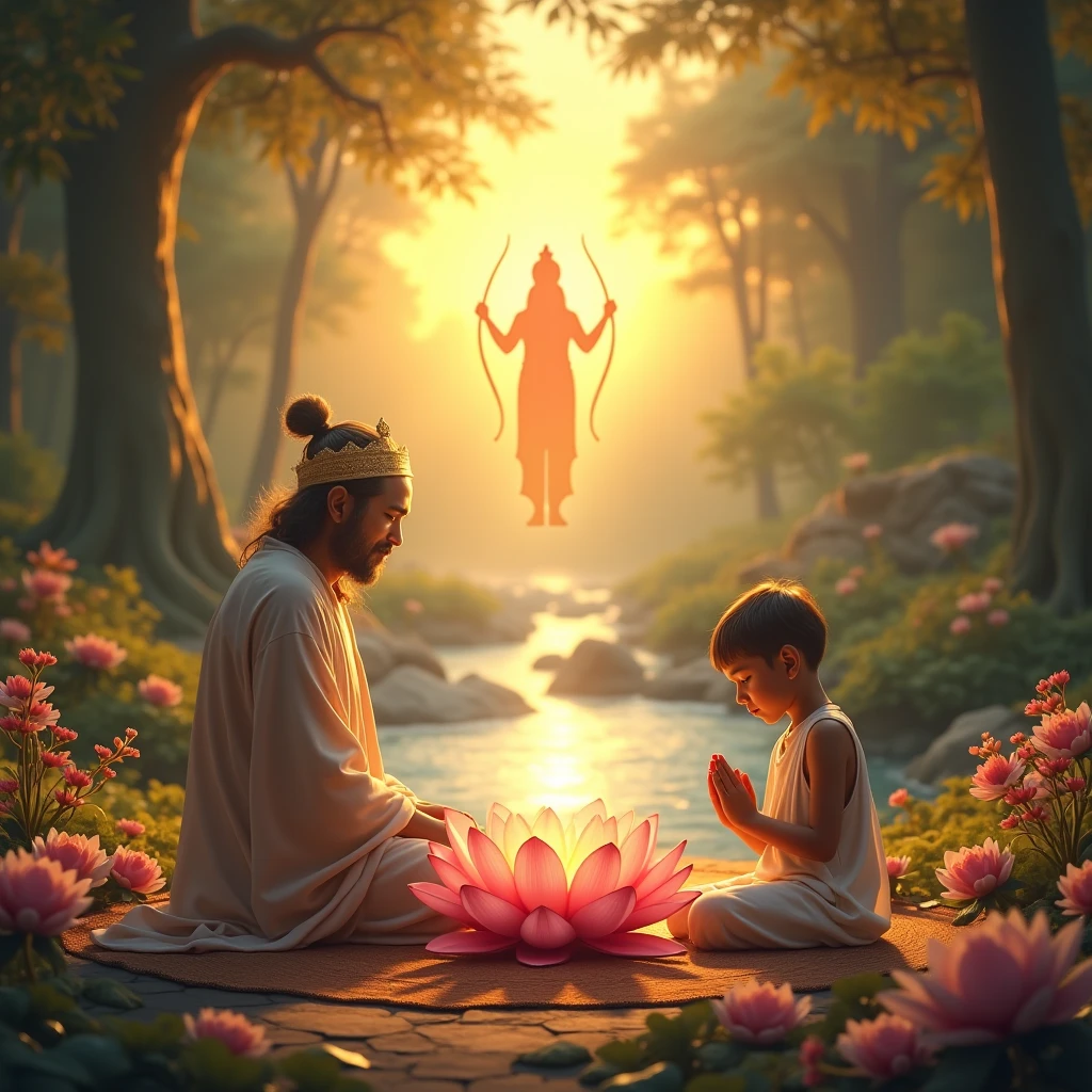 Subhash name of a boy write in his tshirt sit infront of lord krishna and takes blessings