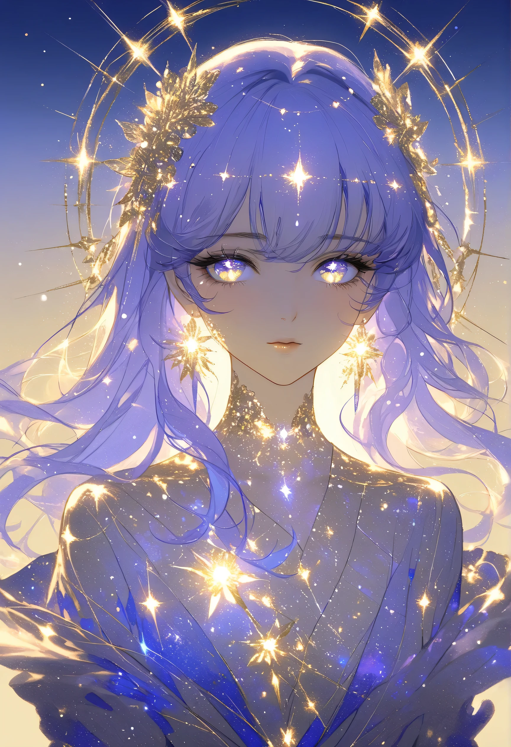 1980s anime style , Gold Theme, Sparkling, golden light cascading down like a waterfall, Glowing particles, (masterpiece, best quality, high resolution, 8k, 16k, detailed), A captivating and elegant beautiful woman with almond-shaped eyes and delicate lips, wearing a vibrant, richly patterned silk kimono. Her hair is intricately styled with ornate kanzashi hairpins, exuding grace and sophistication. A large, detailed snake gracefully coils around her body, its scales shimmering subtly. The background is a simple yet refined gradient of deep purple, enhancing the woman's beauty and allure. Add a Japanese traditional chiyogami pattern to the background, featuring delicate and intricate motifs like waves, flowers, or geometric designs. The chiyogami pattern subtly blends with the purple gradient, providing a harmonious cultural aesthetic. Enhance the purple gradient background with subtle neon accents in vibrant colors such as pink, blue, and green, creating a modern and dynamic contrast. The neon colors should glow softly, harmoniously blending with the traditional Japanese chiyogami pattern, adding a contemporary flair. A bright, glowing neon sign that reads "Happy New Year 2025!" is prominently featured in the scene.