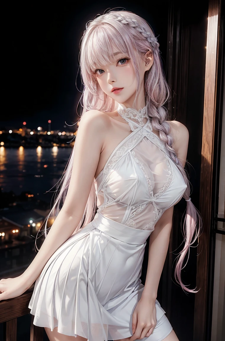 (Masterpiece, BestQuality:1.3), (ultra detailed:1.2), (hyperrealistic:1.3), (RAW photo:1.2), High detail RAW color photo, professional photograph, (Photorealistic:1.4), (realistic:1.4), professional lighting, perfect anatomy, (Big Breasts:1.2), (blush, detailed face), (cheerful Smile:1.5), (Pink Hair:1.5), Trending Hair&Trending Hairカラーをランダムに, earrings, necklace, bracelet, sexly, erotic sexly, Random sexy gravure poses, (A beautiful woman wearing a silver bodycon dress、Nightclub、A seductive smile、Pose with the back of the dress open。: 1.3)