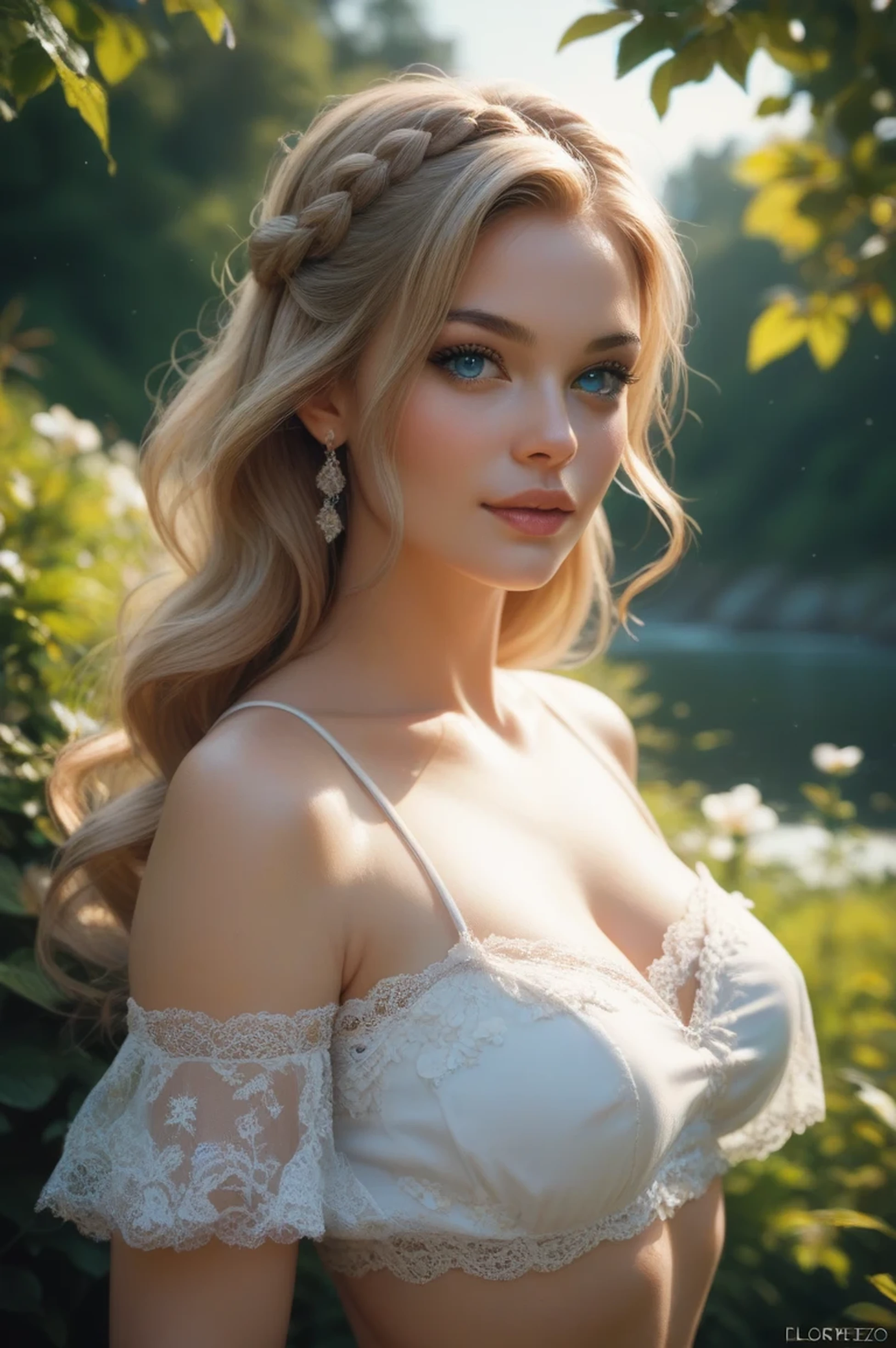 made look like a real human Realistic Photography, Beautiful Female ,blue eyes , outdoor, vibramt colorz, 32k