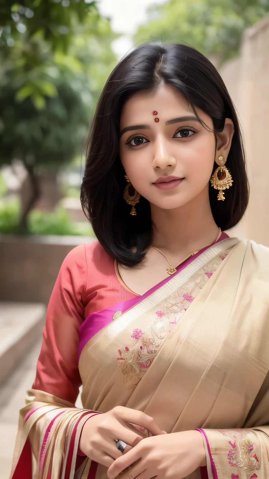 (photorealistic), beautiful lighting, best quality, realistic, full body portrait, real picture, in saree, cute Indian Woman, 25 yo, narrow face, pale skin, tall, Fujifilm XT3, outdoors, bright day, Beautiful lighting, RAW photo, 8k uhd, film grain, ((bokeh))(photorealistic), beautiful lighting, best quality, realistic, full body portrait, real picture, in saree, cute Indian Woman, 25 yo, narrow face, pale skin, tall, Fujifilm XT3, outdoors, bright day, Beautiful lighting, RAW photo, 8k uhd, film grain, ((bokeh))