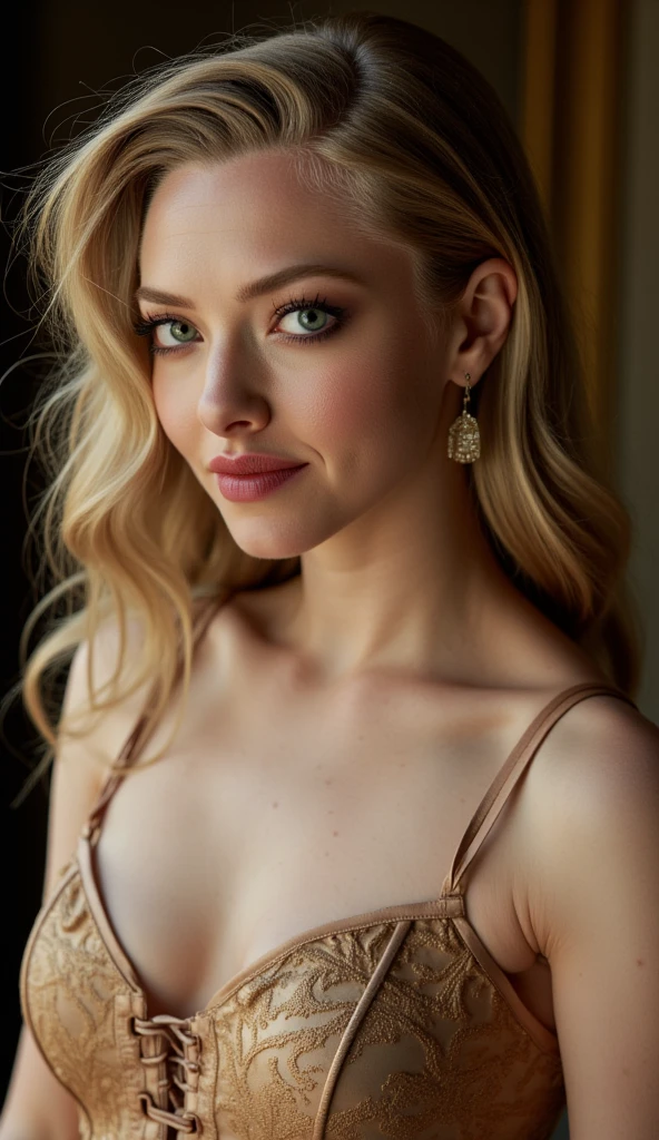 stunning detailed portrait, 1girl, beautiful detailed eyes, beautiful detailed lips, extremely detailed face, long eyelashes, elegant expression, photorealistic, hyper realistic, 8k, masterpiece, oil painting, chiaroscuro lighting, warm color palette, dramatic lighting, atmospheric, Cinematic Gorgeous girl with a (golden white hair) , wavy hair , shoulder-length hair , luxuriant eyes lashes ,brown lips ,delicate nose and lips ,slim figure,medium breast ,(sexy),looking at camera , very detailed face , ((medium breast, tomboy hairstyle )),(best quality, masterpiece ), (realistic, photo-realistic:1,37), top quality, masterpiece, a beautiful woman, (( wearing a lite pink lace gown elegant ), very realistic,sexy, beautiful design, realistic ,beautiful and toned body, cleavage body extremely detailed, fine hands,five fingers, perfect body, night atmosphere,,( seductive smiles with dimples ),(extremely detailed CG 8 k wallpaper), (an extremely delicate and beautiful), (masterpiece), (best quality:1.0), (ultra higher:1.0),  beautiful lighting ,perfect lightning, realistic shadows, [higher], detailed skin, ultra-detailed ,high realistic, ,(super cute face) supermodel , masterpiece, best quality, high quality,(delicate eyes and lips ), random poses ,(slim figure) white skin , perfect full body shoot, Kodak photo,(full body shoot), gorgeous girl sitting on the chair,outside of the resort, movie style, cinematic scenes, best quality, blurry background, night mood , light cottage ,etc ,best quality ,masterpiece high quality HD quality 