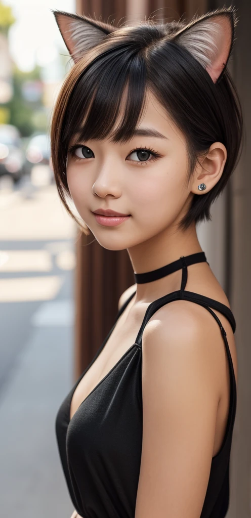 (Ultra-realistic), (figure), (High resolution), (8k), (Very detailed), (Best figure), (Beautiful and detailed), (Highest quality), (Super detailed), (masterpiece), (wallpaper), (Detailed face), alone, One Girl, watching viewer, Trendy clothes,Less exposure、Fine details, Detailed face, In the Dark, Deep Shadow, Modest, Pure Erotic Face Ace_v1, cool, short hair, Pointed diagonal bangs,Aoyama Street