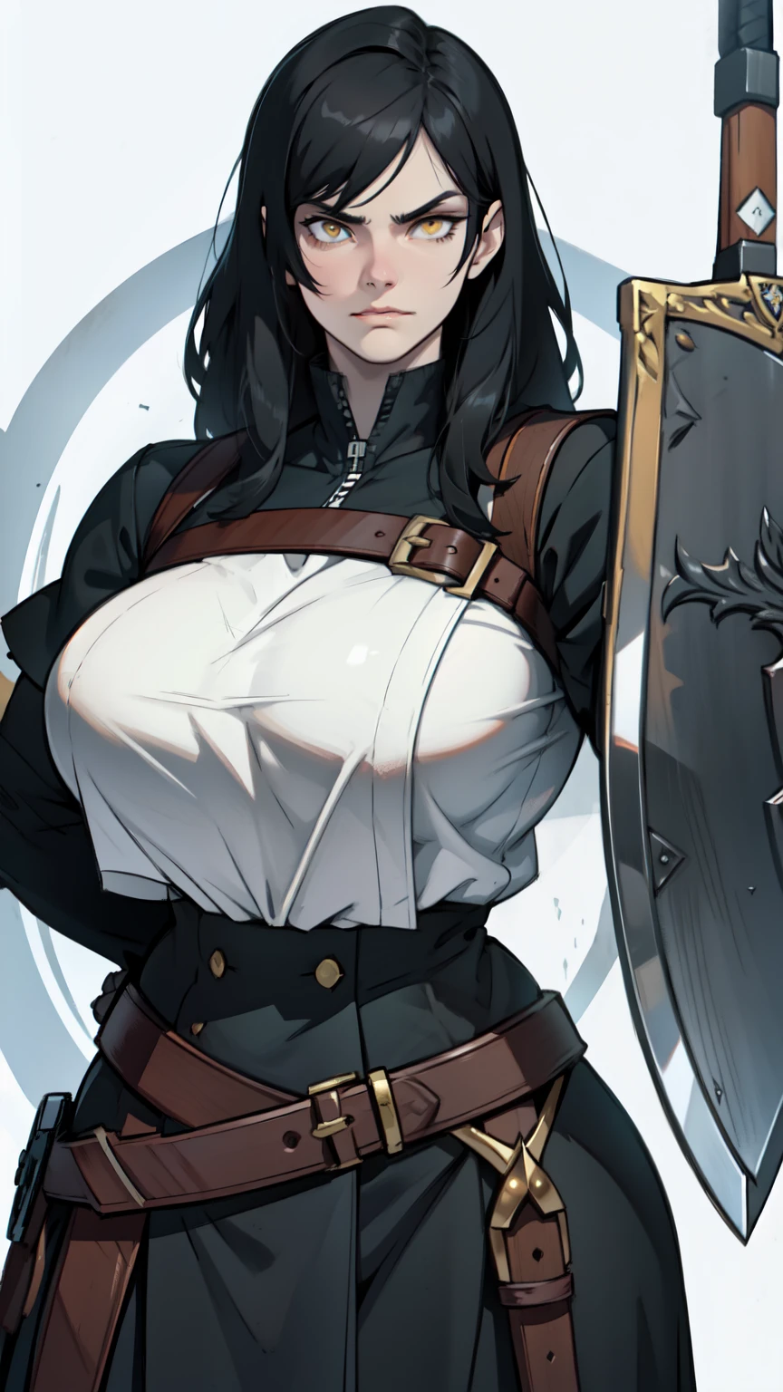The woman, edgBB, black gloves, belt, shelter, torn clothes, Capelet, gauntlets,arms at the sides, forearms, black cape, tricorn, Hunter (transmitted by blood), woman wearing edgBB_Attire, Very detailed, Realistic long-term photography., 4k, wide, brown hair, by the chestnut, Red lips,sexy,red lips, brown eyes, big breasts, big breasts, Lucia Auditore