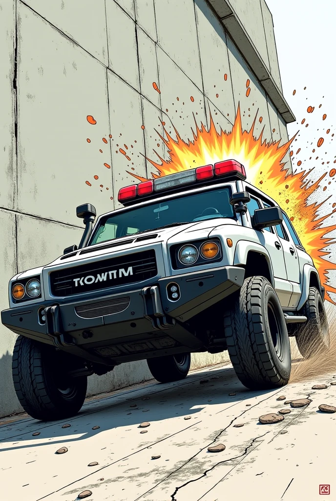 A living room with a shattered, cracked hole in the wall through which a speeding police car is crashing out. The police car is mid-air, bursting through the debris, with shattered bricks and dust flying everywhere. The scene captures the moment of high action and intensity, with dynamic lighting and detailed textures. The room has furniture and decor that are being knocked over and damaged by the impact. The atmosphere is chaotic and thrilling, with a sense of urgency and motion. Photorealistic, cinematic, high-definition, dynamic lighting, detailed textures, action-packed, intense, dramatic, high-energy, realistic destruction, vivid.
<lora:EnvyBetterHiresFixXL01:1.0>,
<lora:EldritchMixIllustration_1.0:0.5>,
<lora:WildcardX-XL-Detail-Enhancer:0.6>,
<lora:zavy-hlbckdrp-sdxl:0.85> zavy-hlbckdrp, hole through foreground, paper hole
<lora:zavy-cntrst-sdxl:0.6> dark, chiaroscuro, low-key,
<lora:ral-vlntxplzn:0.5> ral-vlntxplzn,