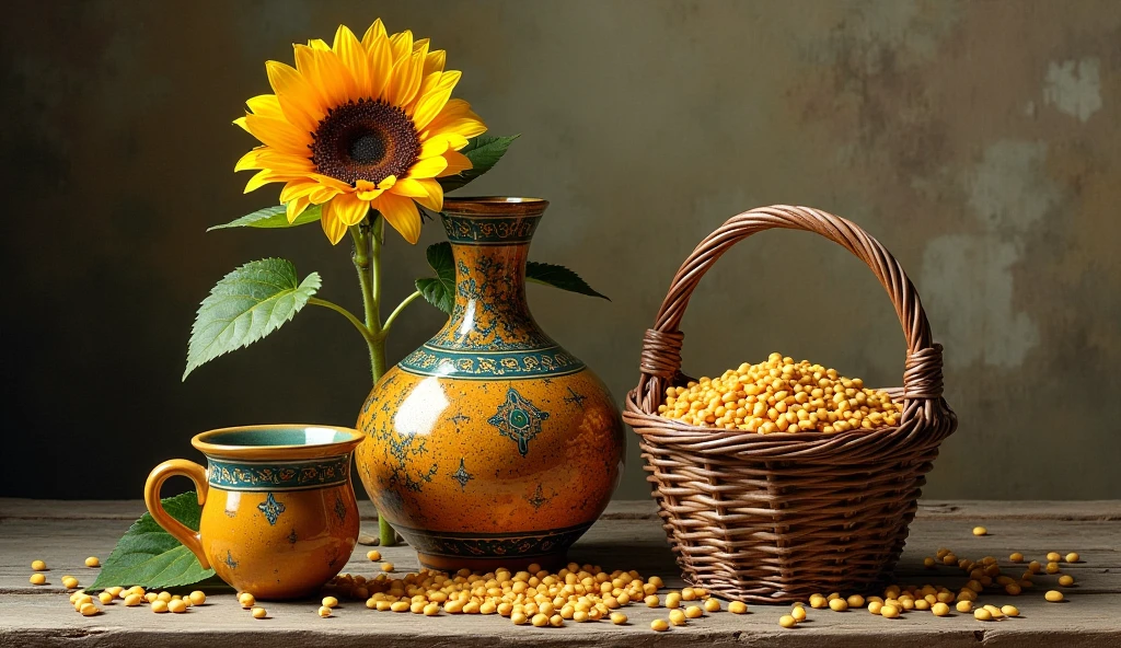 Create a two wonderful basketsone basket fill with grains and other basket fill with flowers