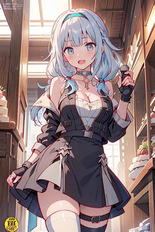 Big breasted anime girl, (corset dress: 1.2), (stockings), (Big smile), (whole body), (people々々I focus), (Long white hair), (View from above), (Hair in one eye),Enchanting anime girl, Best anime 4K, wallpapers, Attractive anime girl, 4k anime wallpaper, 4K Manga Wallpaper, Detailed digital anime art, Anime Best Girls, Beautiful Anime Girls, cyber punk, Detailed anime artwork, Beautiful and attractive anime women
