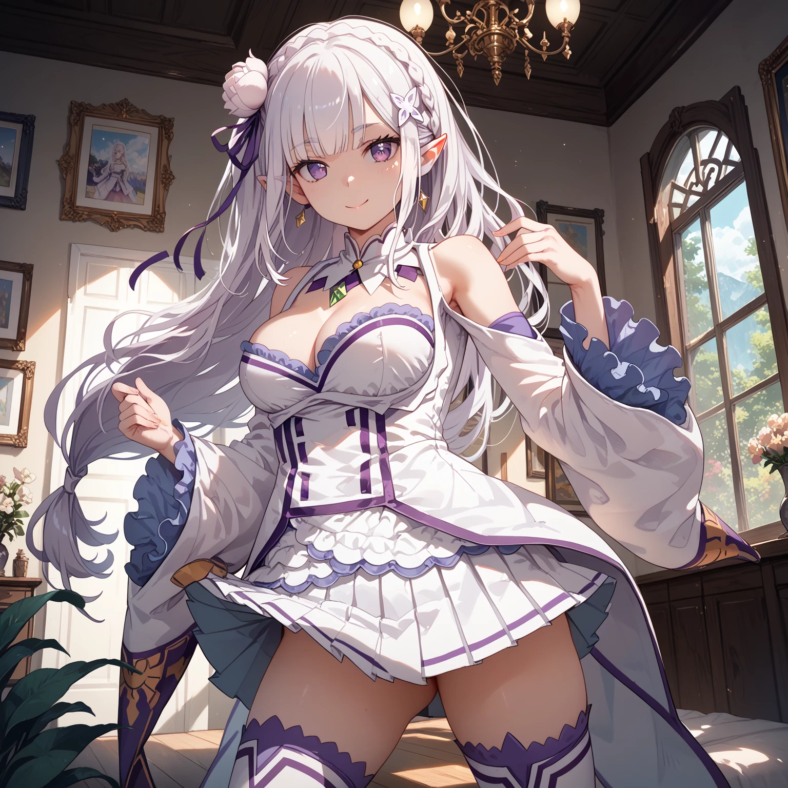 best quality, highres, ultra-detailed, <lora:EmiliaV10:1>, Emilia