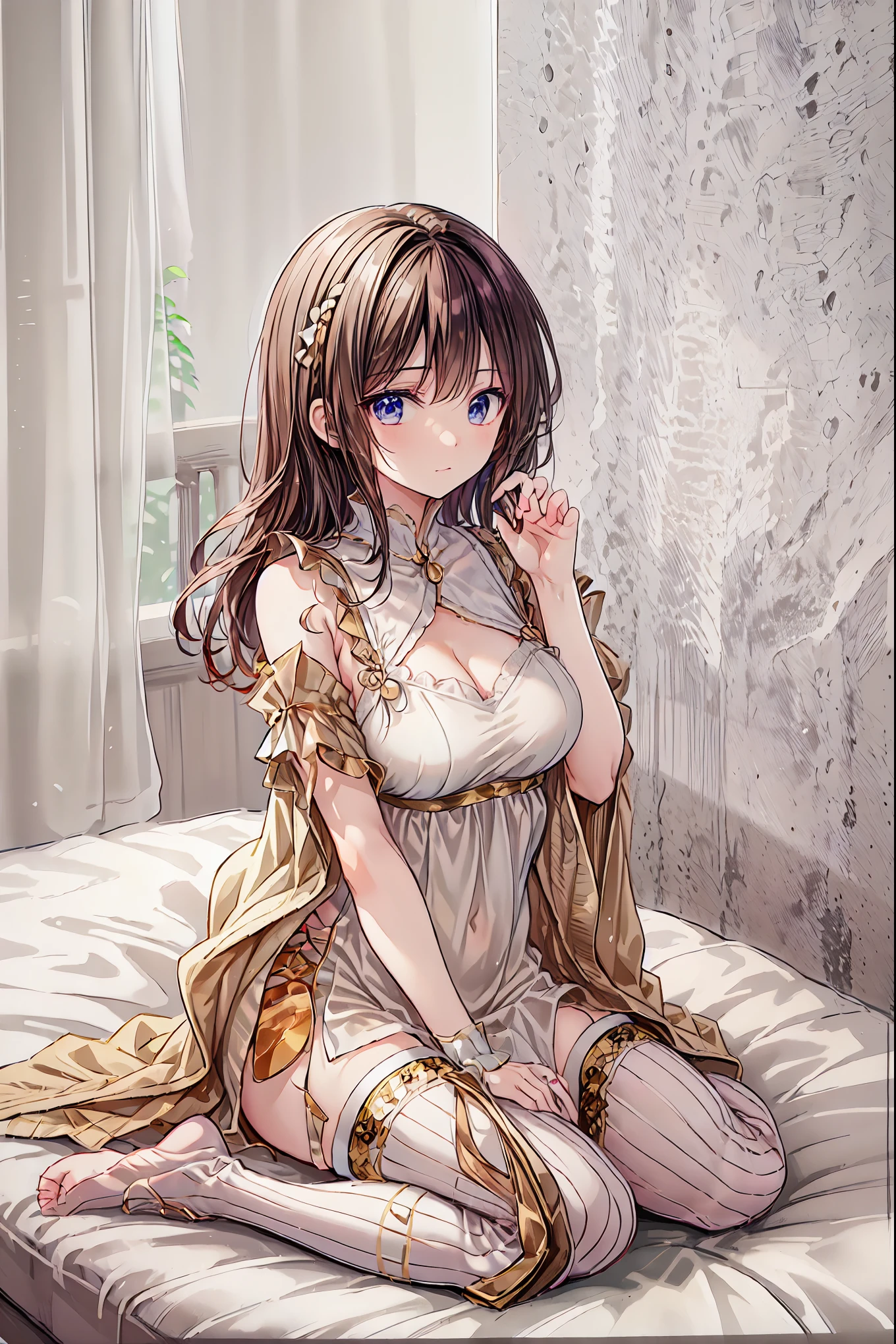 ((masterpiece)), (( top quality )), (( top quality )), (( super detailed )), ((8k CG wallpaper)), (( very delicate and beautiful )), ((figure)), ( high res),( table top in bed)( HIGH DEFINITION )One couple in their 20s, woman1名、woman向けロマンス、Sparkling atmosphere、Glossy appearance、Devour each other as they please、Interview、 Sweating、maleがwomanの胸や体を触る、womanがmaleにキスをする、make、woman( brown medium long hair 、 slightly larger breasts 、 negligee 、近いeye)、Sweet Sigh、male( black hair short、Half-removed shirt、 legs 、Strong and close ~ eye)、background(room、 bed、Turn off the lights、I closed the curtains..)、The night deepens、dim、 brown hair, shortcuts, Unkempt Hair ,Short braided hair,Neat, slender beautiful woman,Correct posture,Small chest, Beautiful Legs,魅惑的なグレーブルーのeyeは星のように輝いている,垂れeye, brightly colored ,美しいeye,A delicate smile,Textured Skin, best quality best ,優しくて美しいwoman, anime style、