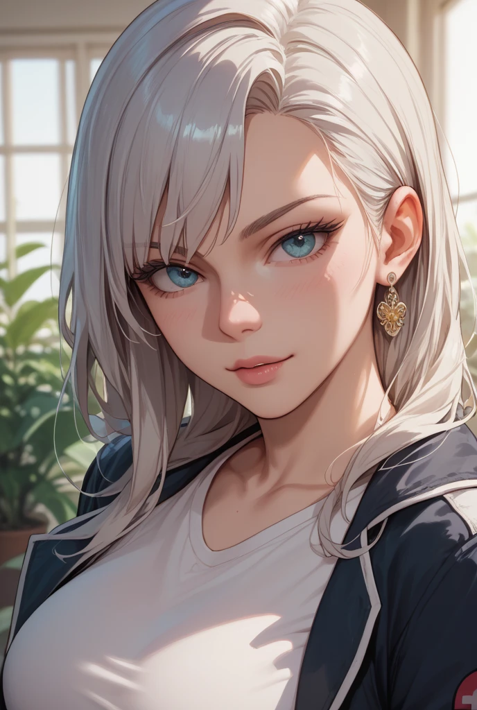 masterpiece , modern, Verism, masterpiece, super detail, best quality, 4K ,((Adult face)), woman,Wearing a white coat,Mature woman