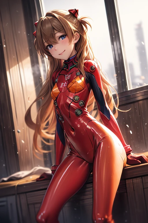 (( top quality )), ((masterpiece)), (be familiar with), perfect face, indoor, bedroom,  Watching Viewers ,
One woman,  Soryu Asuka Langley ,
開いた口,  ecstatic expression beside the piano, blush, smile,
 small tits,  flat chest, Young girl, Lori,  s,  girl,
 long hair,  twin tails,
Leg spread,