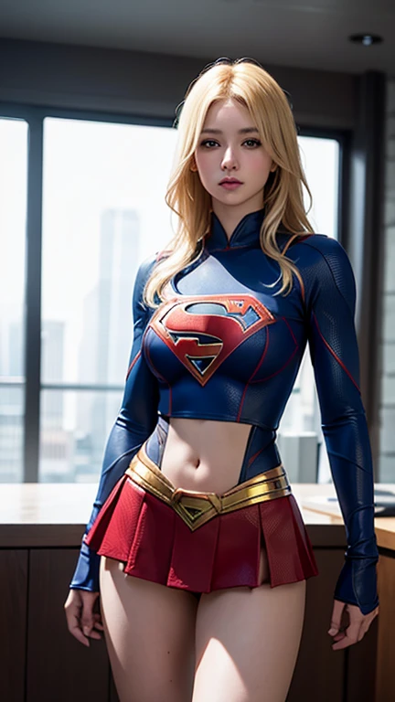highest quality、High resolution、Super detailed、masterpiece、(Live shooting:1.5)、genuine:1.5、photogenuineistic:1.5、very delicate and beautiful、small details、(Supergirl ???????????????? in a ?????? pose:1.4)、(show me your white panties:1.4)、(mini skirt:1.3)、(barefoot)、(super beautiful)、(beautiful face:1.3)、(blonde)、(american beauty:1.5)、(detailed face:1.3)、(red boots)、(rooftop of skyscraper)、(At SFW)