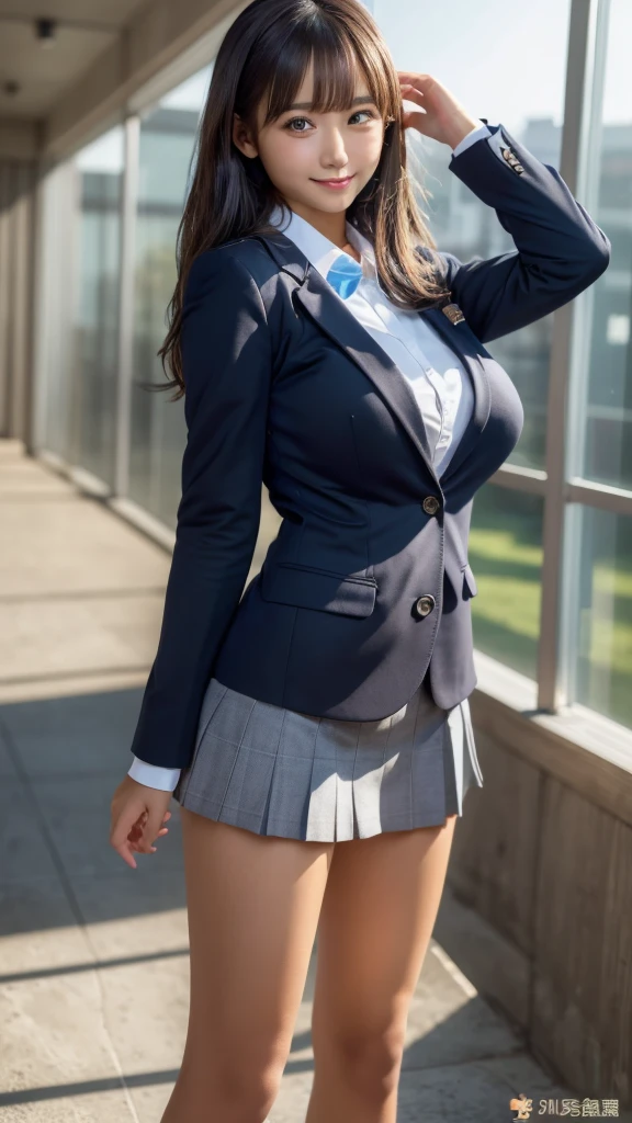 (student of Pakistan:1.20)、(Beautuful Woman:1.40)、A MILF、Beautiful women full of pheromones、A bewitching MILF、(Huge breasts1.50)、(Sex appeal is amazing)、Solo、(elegant school uniform:1.33)、With a bewitching smile、Open the crotch、on the church, Showing cleavage, Looking at Viewer