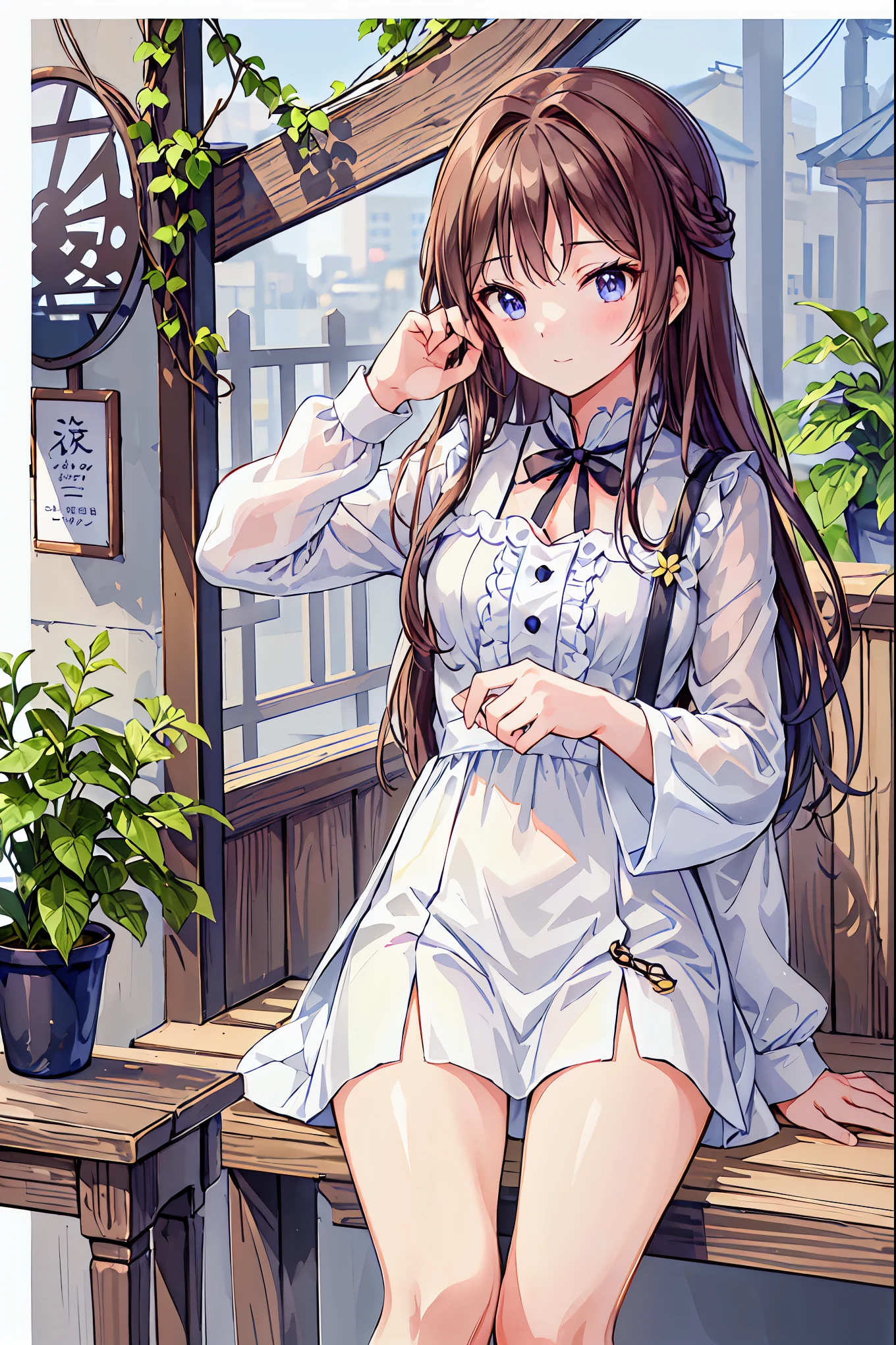 there is nothing、masterpiece、Chizuru Ichinose、Brown Hair、I、For women、outside of home、Residential Street,Detailed Background、Detailed eyes、((Brown eyes)),Beautiful and perfect legs, Clean and perfect hands,Beautiful feet,Shortcuts,Slender beauty,thin,