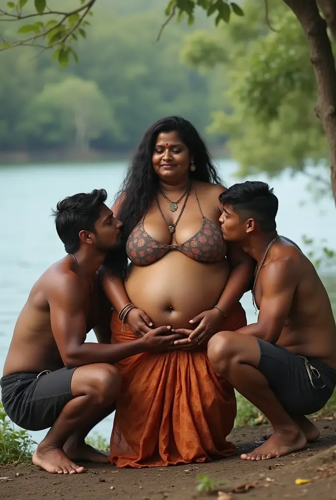 (((Ultra High quality))), (((masterpiece))), (((front lighting:1.2))), ((mother and daughter:1.5)), ((brown skinned:1.2)), potrait of Indian goddess, beautiful asian face, detailed face features, attractive eyes, seductive smile, red cheeks, horse tail hair, big necklace jewelry, big diamond earring, diamond bracelet, Tighten the body, clothes details, ((naked body:1.5)), tan oiled shin skin,looking at viewer,curvy body, big breast, ((visible aerola:1.5)), ((huge booty)), thin waist, ((natural abs)), ((wide hips:1.5)), ((thick legs)), barefoot, ((india waterfall)), ((dynamic pose)), ((waterfall)), ((soaked on deep water:1.2)), ((leg under water)), ((standing pose))