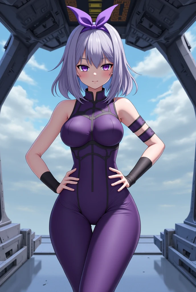 ravens, 20 years old, purple strapless bodysuit with high neck, thighs exposed, superhero woman, long gloves, gold band, pose sexy, purple hair with bob cut, Curvy athletic body, clear eyes, search for camera, sensitive facial expression, face picture, Romanticism, sandy desert, stones, night sky, moonlights, lightrays, sensuous