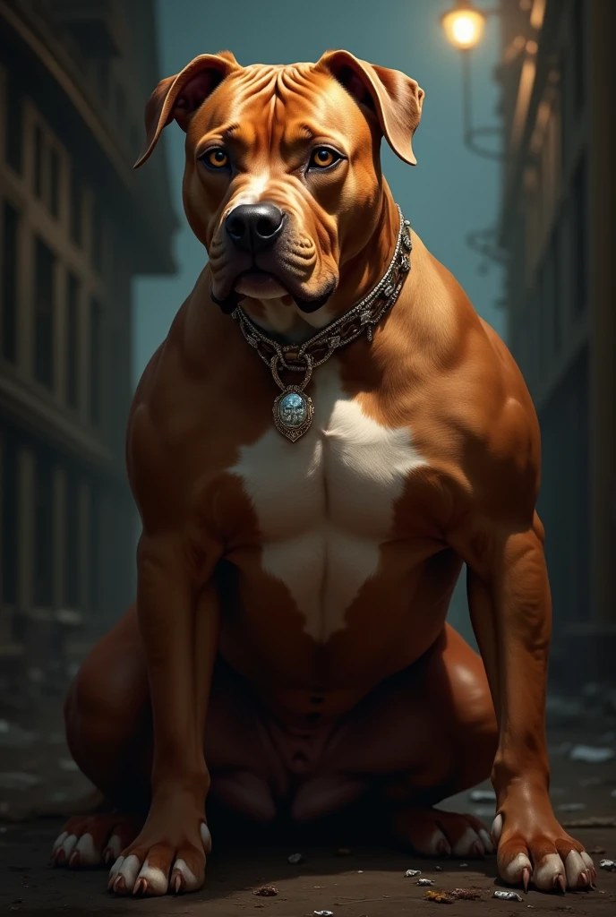male anthro caramel stray dog, full body, brown ears, big tail. ((detailed fur)), in an alley, brown eyes, white chest, sheath, Solo,malefocus,Briefs,Dilation of the pectoral muscles,Bulging crotch,Urban background,spread their legs,Sexy,(Masterpiece, Best quality),CG sense,Dark atmosphere,8K,Cinematic lighting effects