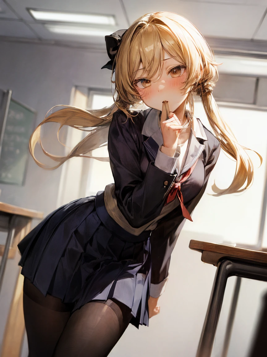 (masterpiece, highest quality:1.2)、(1 girl)、(high school uniform)、(School classroom)、(eyes half closed)、(lots of drool:1.3)、The body shakes violently、[:(detailed face:1.2):0.2] ,  ((Black very short hair)) ,  (black pantyhose),  arched back , (Eating tempura soba)